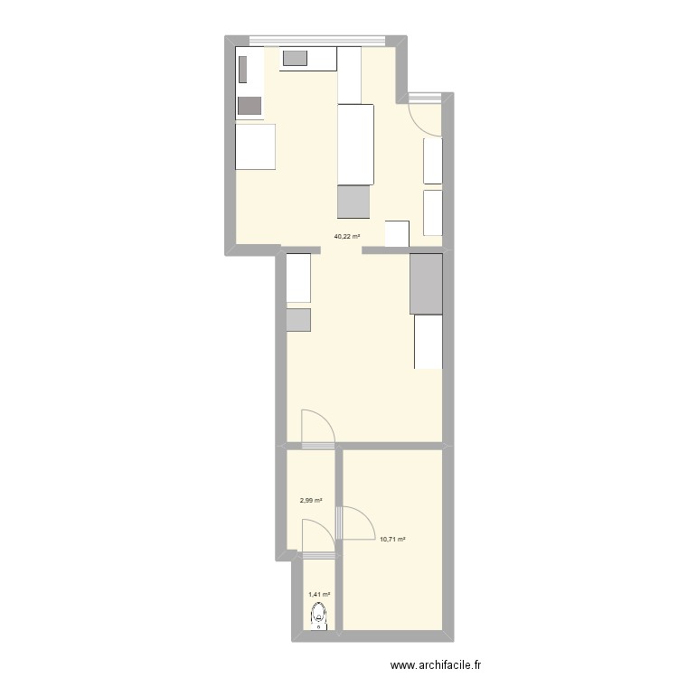 Plan commercial Noah. Plan de 4 pièces et 55 m2