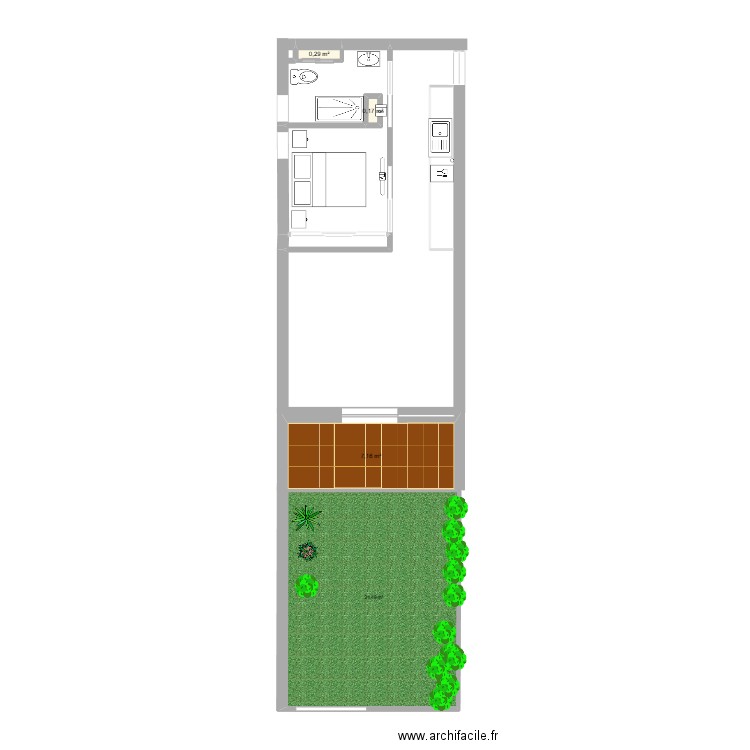 Apt 101 projet rénovation bis. Plan de 3 pièces et 8 m2