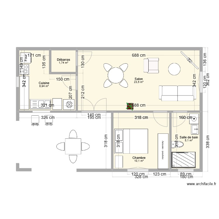 sous-sol1. Plan de 5 pièces et 49 m2