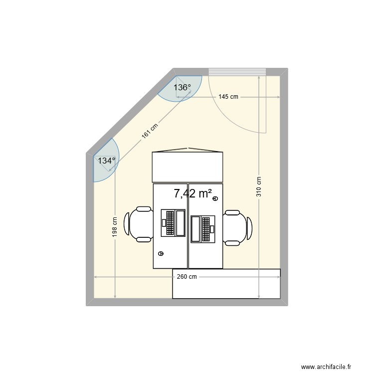 GCC. Plan de 1 pièce et 7 m2