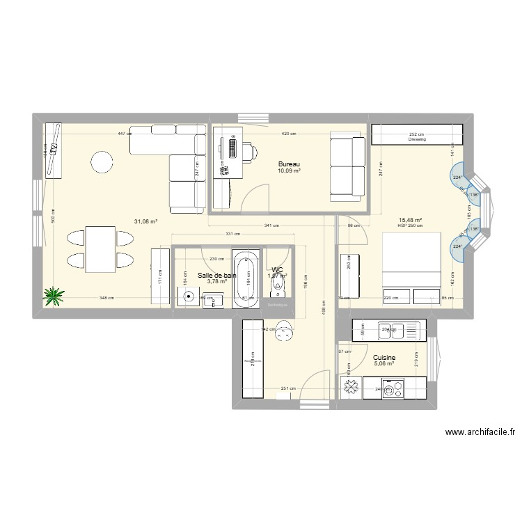 Appart FLERS - Franck v2.1. Plan de 8 pièces et 67 m2