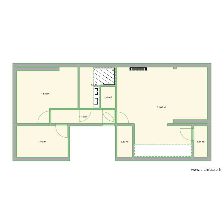 appart - archive. Plan de 8 pièces et 67 m2