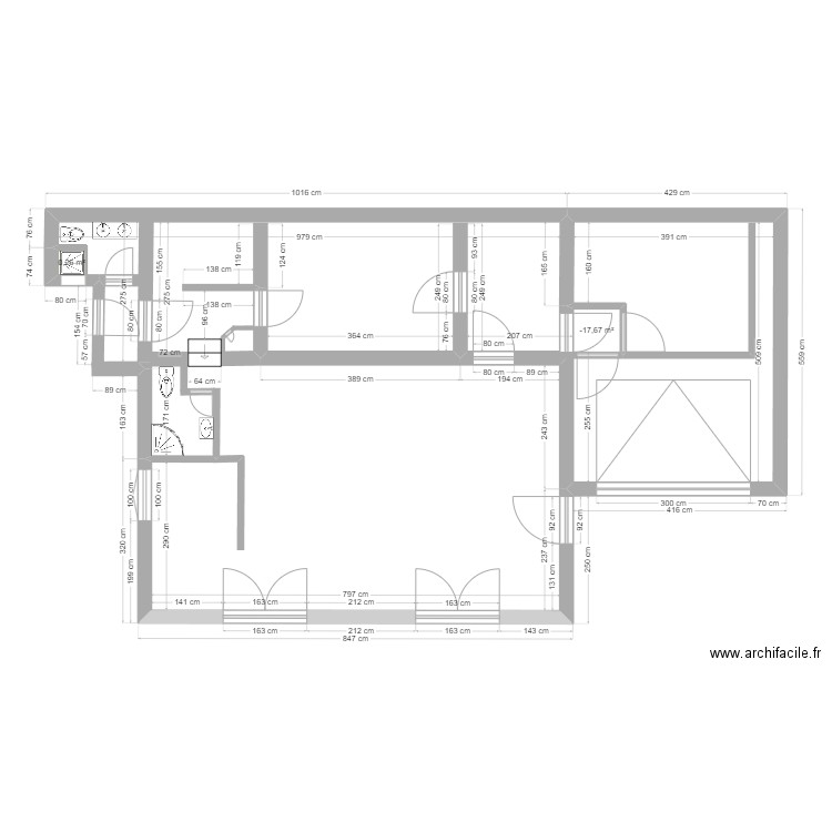 Constance 01. Plan de 2 pièces et 1 m2