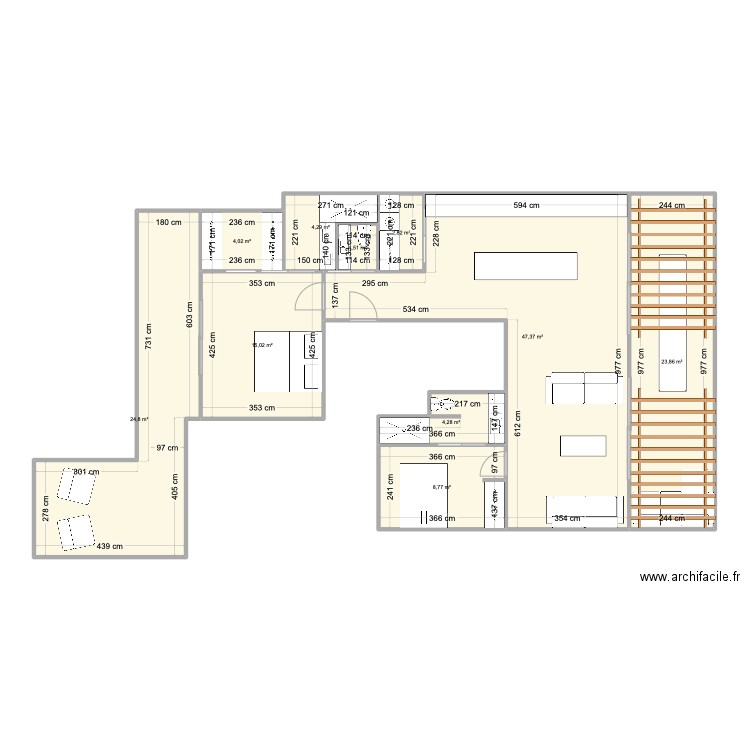 Constancia 16_proyecto. Plan de 10 pièces et 137 m2