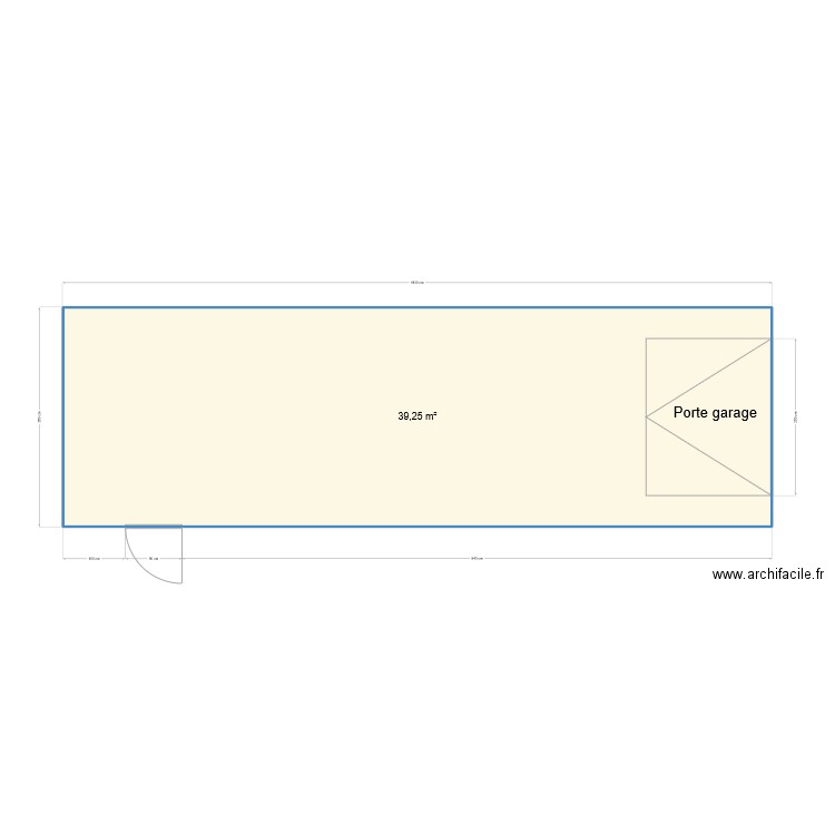 Atelier vue dessus. Plan de 1 pièce et 39 m2