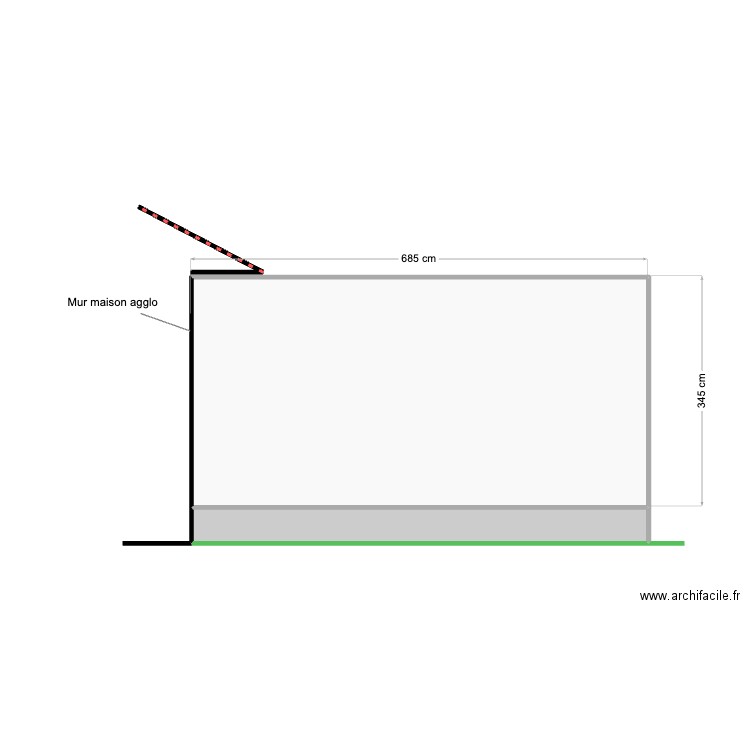 Extension structure pou ossature façade B. Plan de 2 pièces et 27 m2