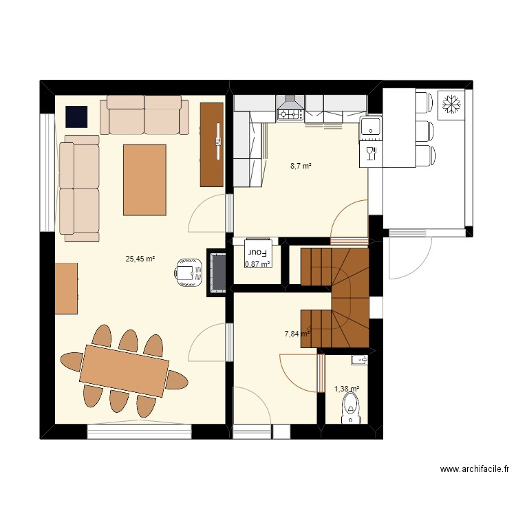 plan rdc essais. Plan de 5 pièces et 44 m2