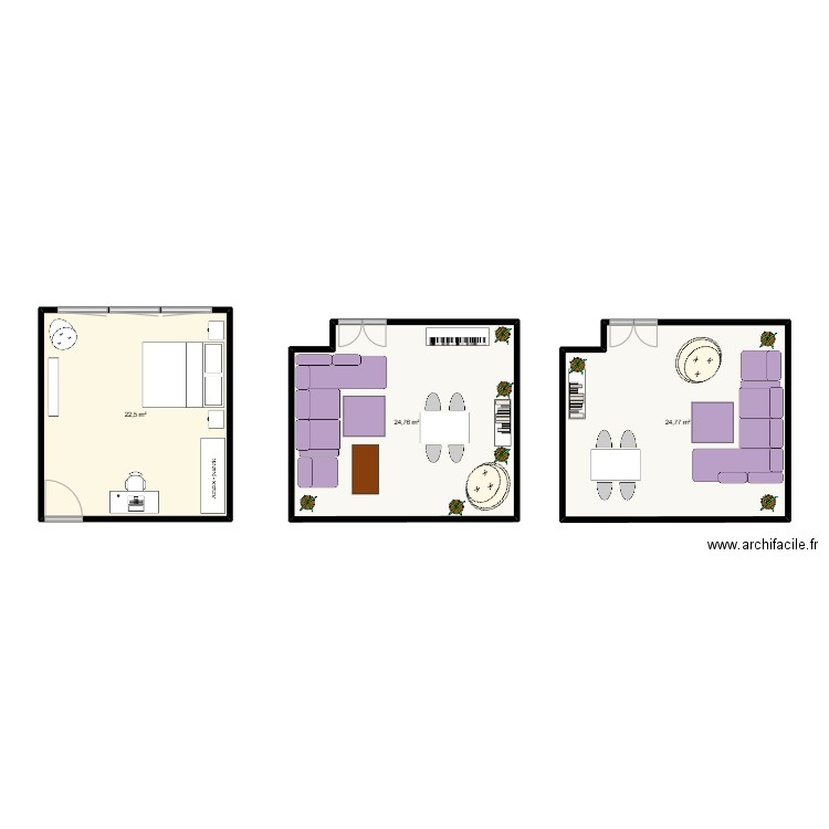 appart bx. Plan de 3 pièces et 72 m2