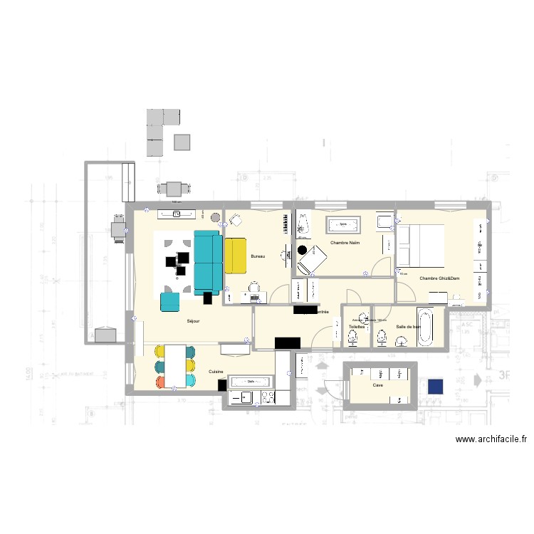 Chasseur 40 à 4. Plan de 9 pièces et 97 m2