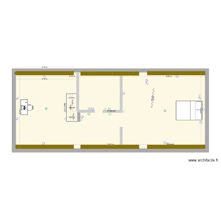 APPARTEMENT. Plan de 2 pièces et 75 m2