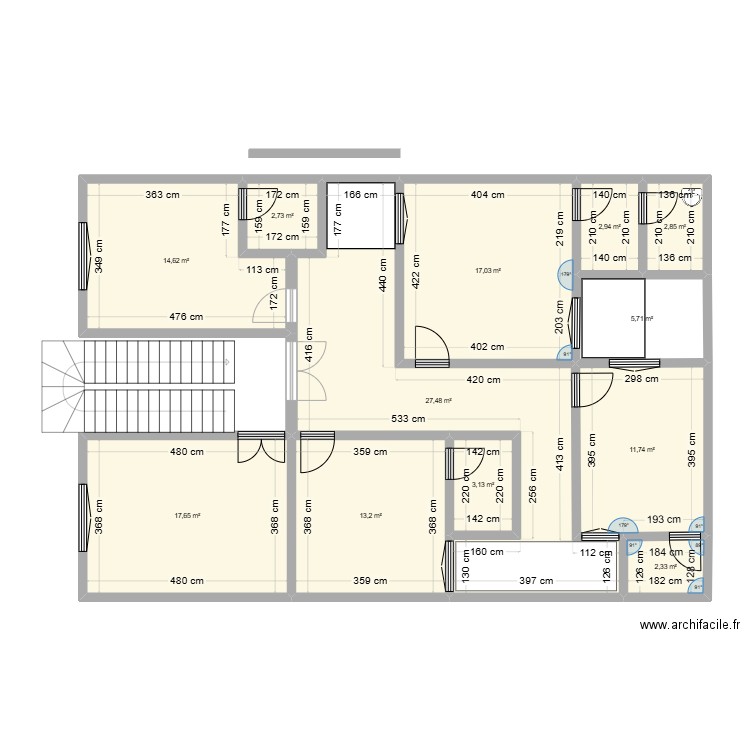 keur gui. Plan de 12 pièces et 121 m2