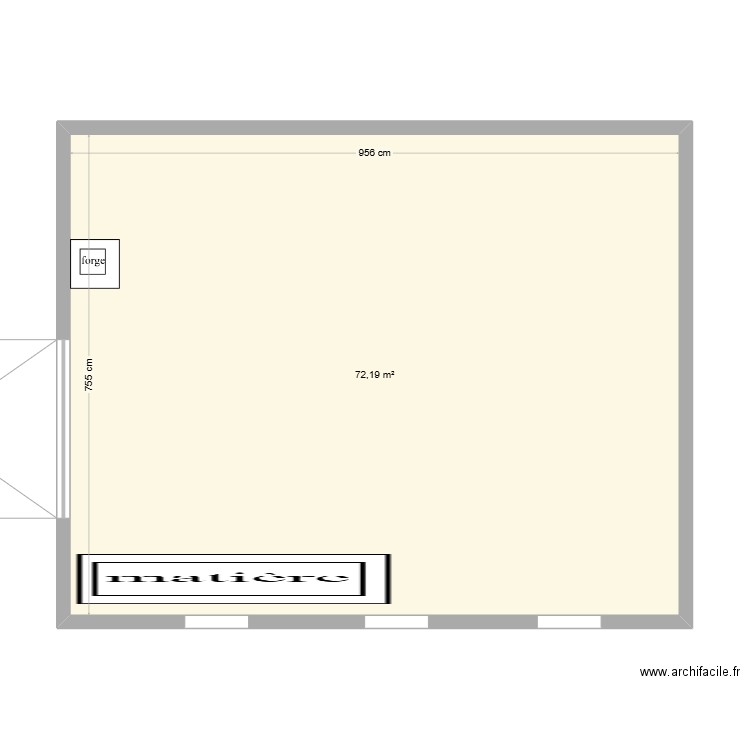 atelier. Plan de 1 pièce et 72 m2