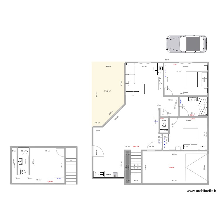 Lachapelle. Plan de 9 pièces et 126 m2