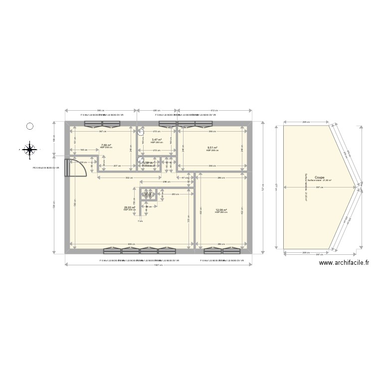 ML24016082. Plan de 7 pièces et 64 m2