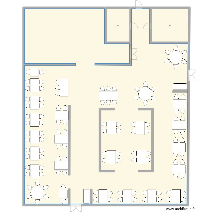 Salle. Plan de 3 pièces et 502 m2