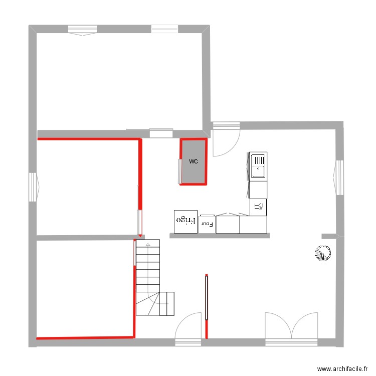 pleybern. Plan de 1 pièce et 1 m2