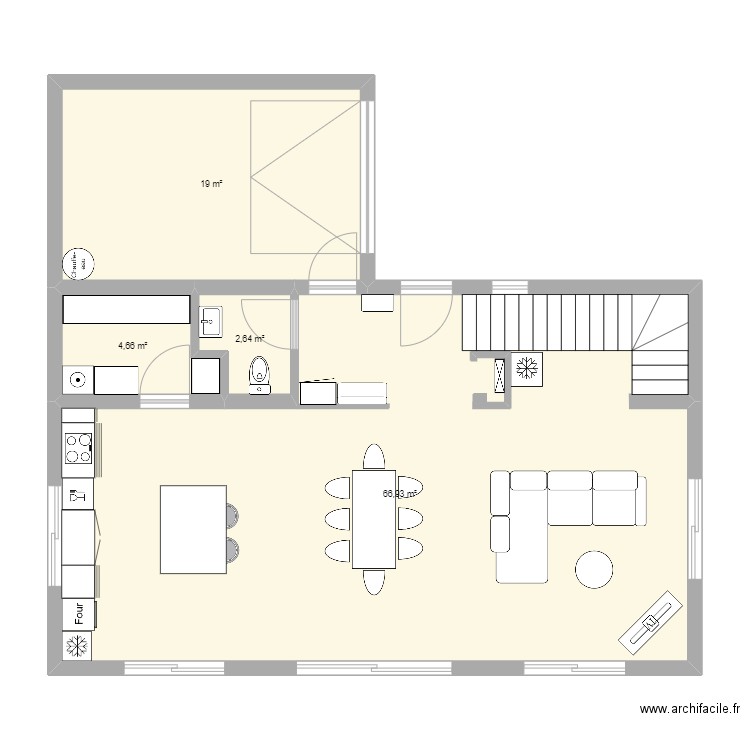 Maison la Roquette. Plan de 4 pièces et 93 m2