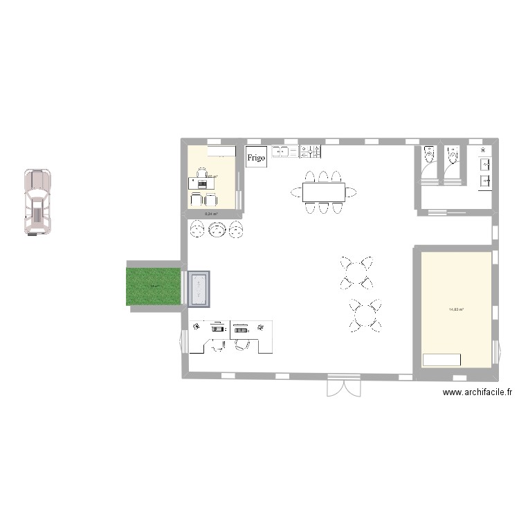 VDB. Plan de 3 pièces et 21 m2