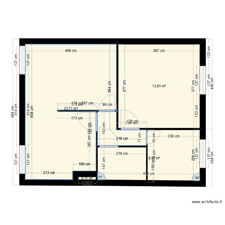   L HERBERIE  LE MANS . Plan de 4 pièces et 46 m2