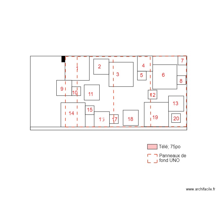 Grondin mur télé. Plan de 0 pièce et 0 m2