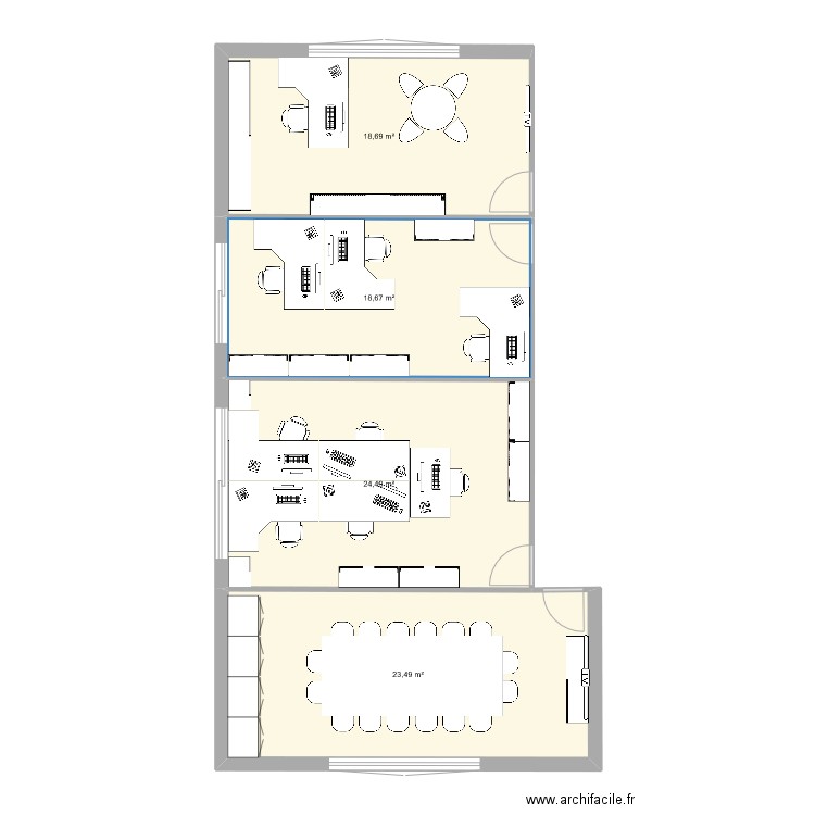 bureau V3. Plan de 4 pièces et 85 m2