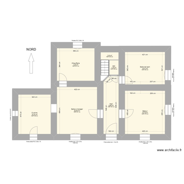 Etage. Plan de 14 pièces et 188 m2