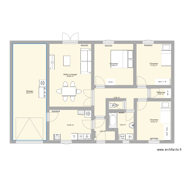 lureuil. Plan de 11 pièces et 107 m2