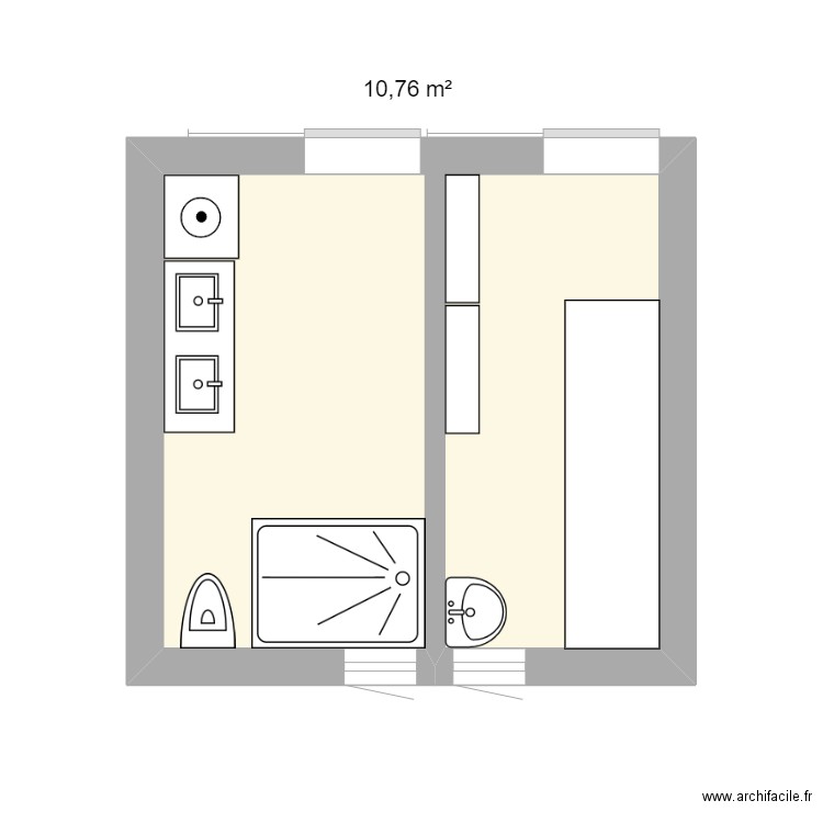 salle de bain . Plan de 1 pièce et 11 m2