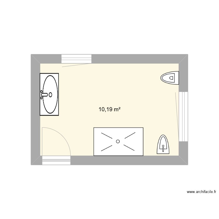 sdb. Plan de 1 pièce et 10 m2