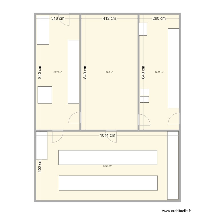 recolte actuelle. Plan de 4 pièces et 138 m2