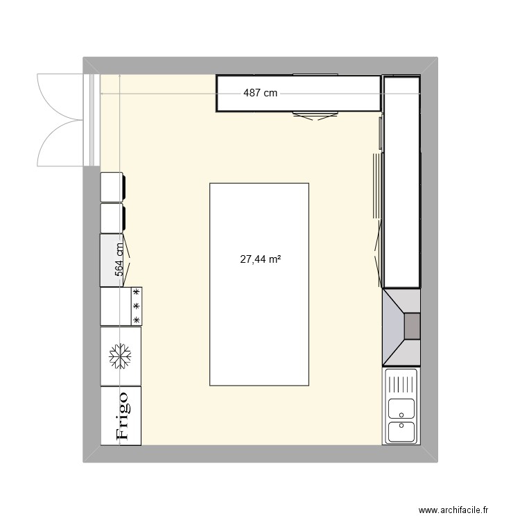 Serre de tomates cuisine . Plan de 1 pièce et 27 m2