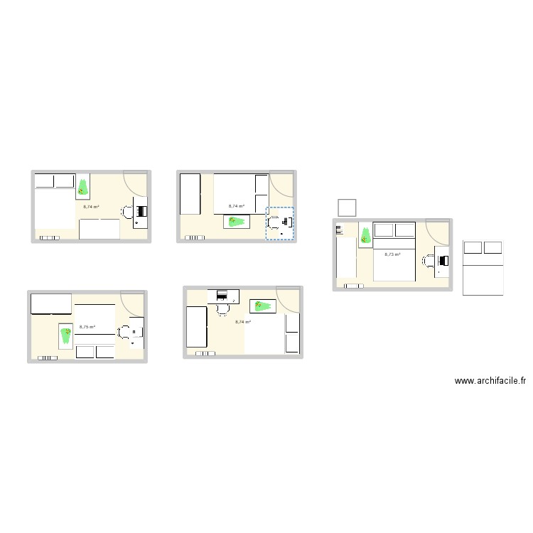 plan chambre 2. Plan de 5 pièces et 44 m2