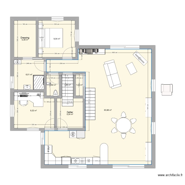 maisonP_Abis. Plan de 9 pièces et 103 m2