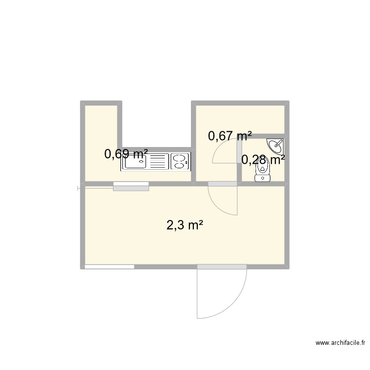 Plan atelier joli. Plan de 4 pièces et 4 m2