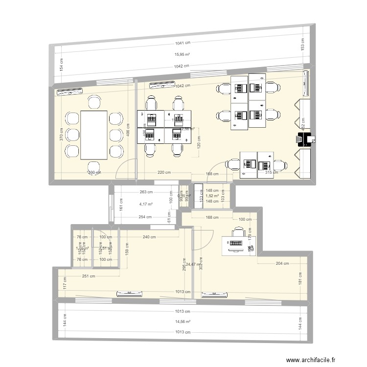 Bureau Terrasse. Plan de 9 pièces et 106 m2