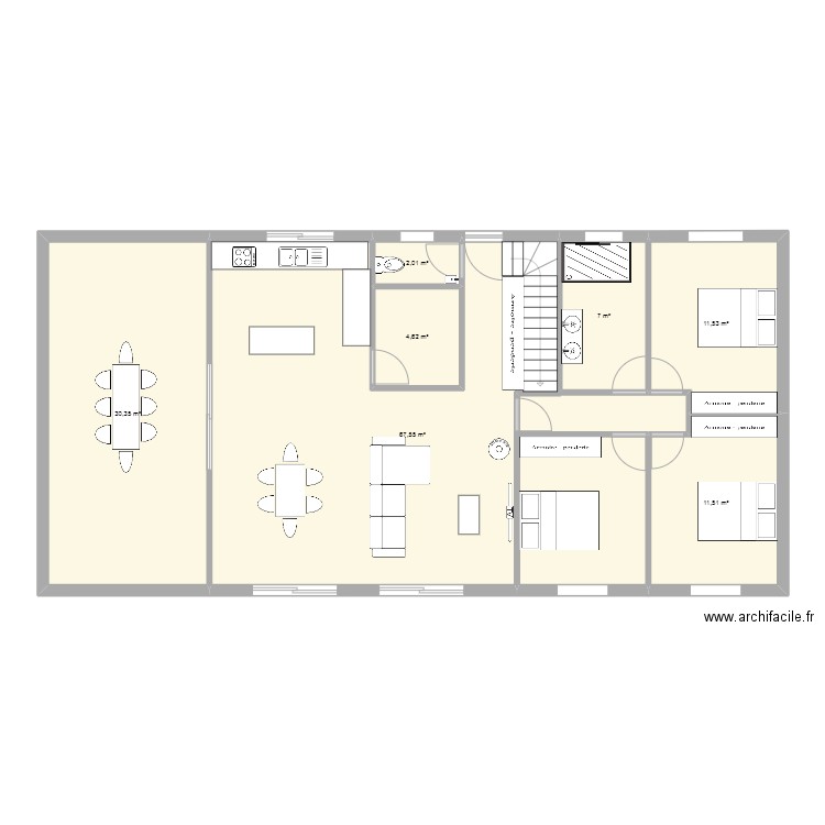 Plan maison. Plan de 7 pièces et 135 m2