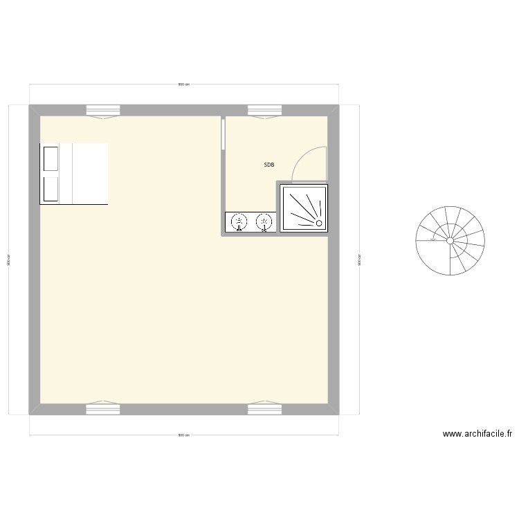 ETAGE. Plan de 3 pièces et 80 m2