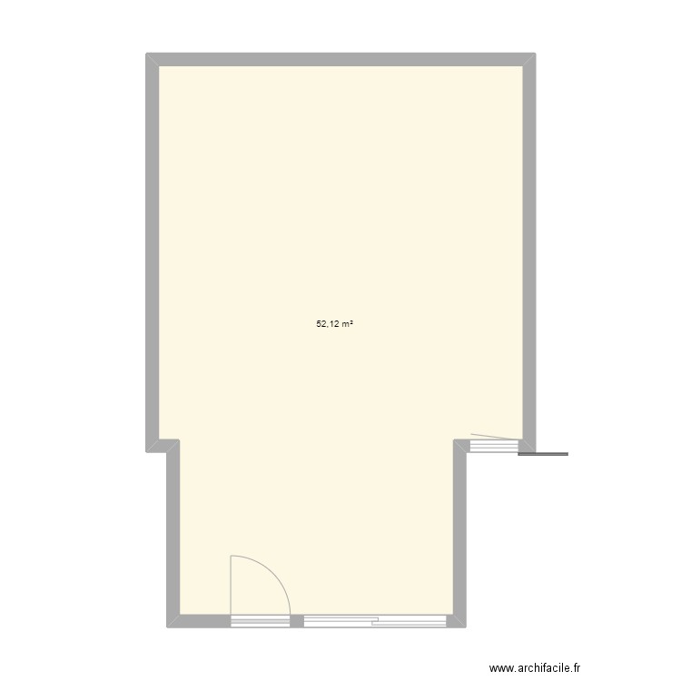 test plan de façade. Plan de 1 pièce et 52 m2