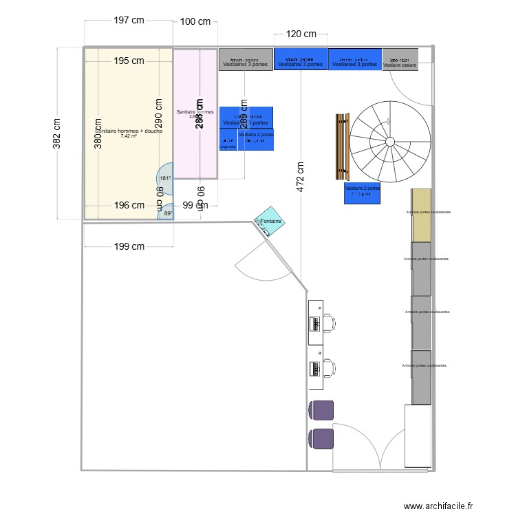 Entrée. Plan de 2 pièces et 10 m2