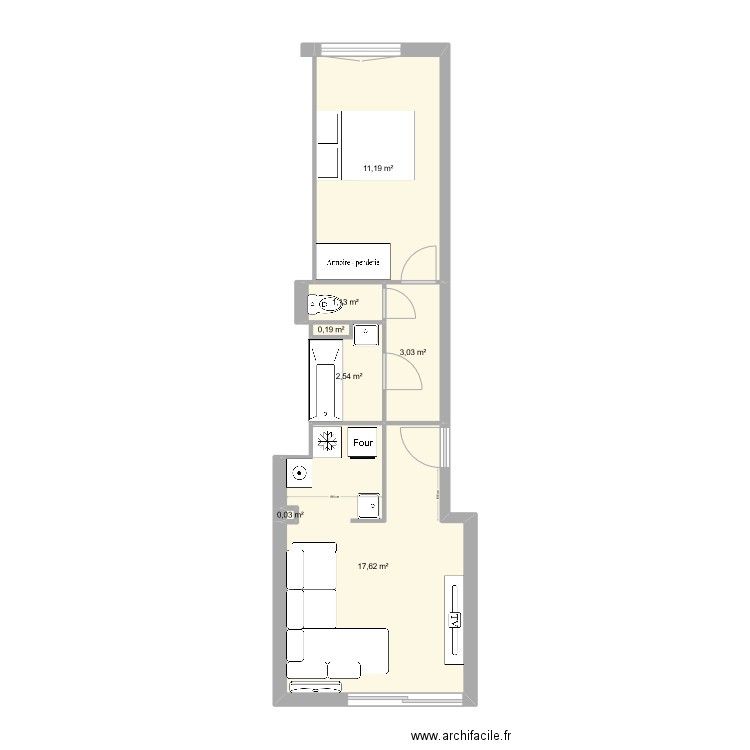 T2 CUNEO V1. Plan de 7 pièces et 36 m2