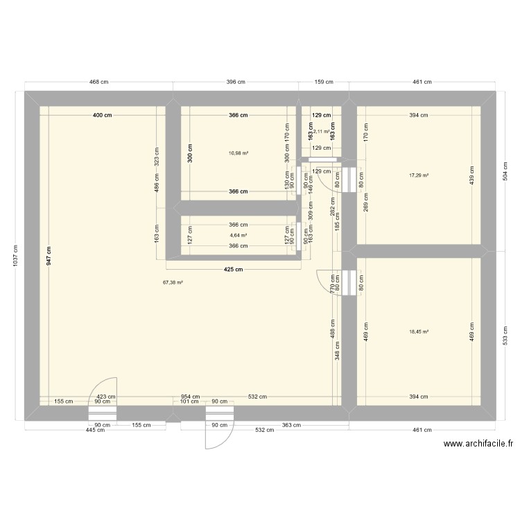 techeneys 2. Plan de 6 pièces et 121 m2