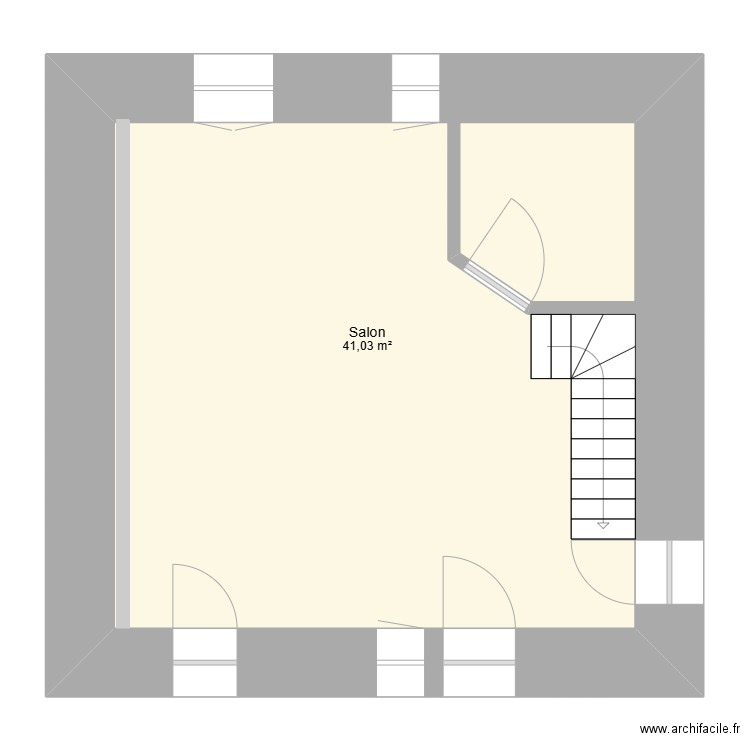 Pièce nounou1. Plan de 1 pièce et 41 m2