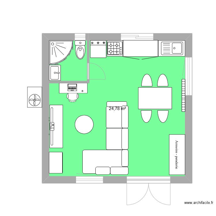 Maison Marc. Plan de 1 pièce et 25 m2