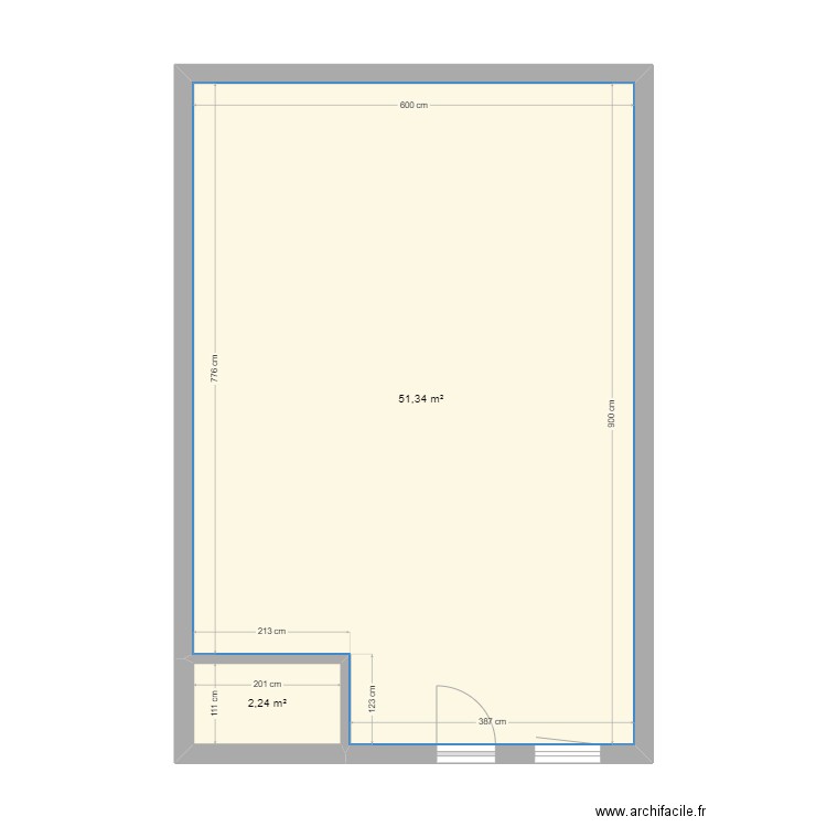 Winenne 454 BIS. Plan de 2 pièces et 54 m2