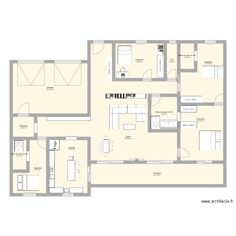 test . Plan de 13 pièces et 210 m2