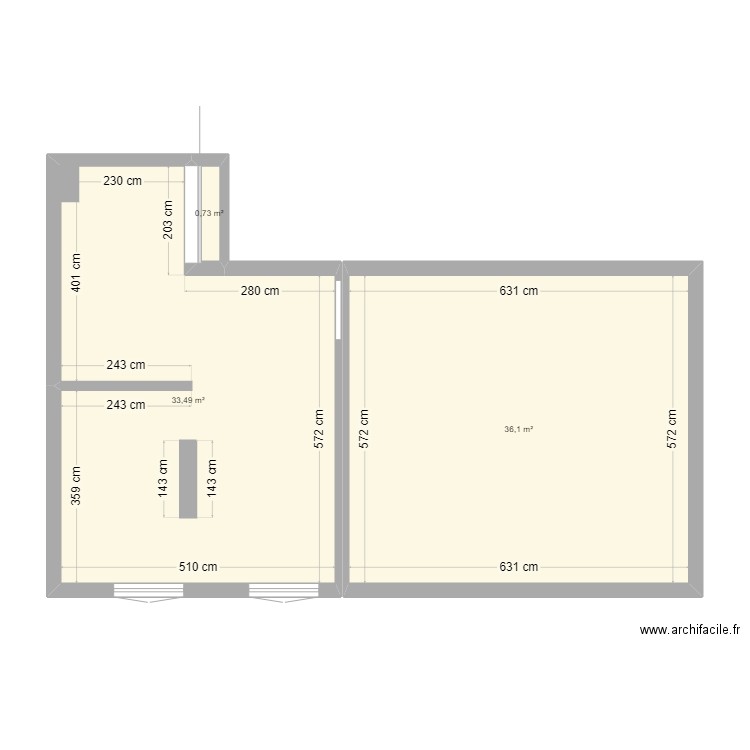 appartement. Plan de 3 pièces et 70 m2