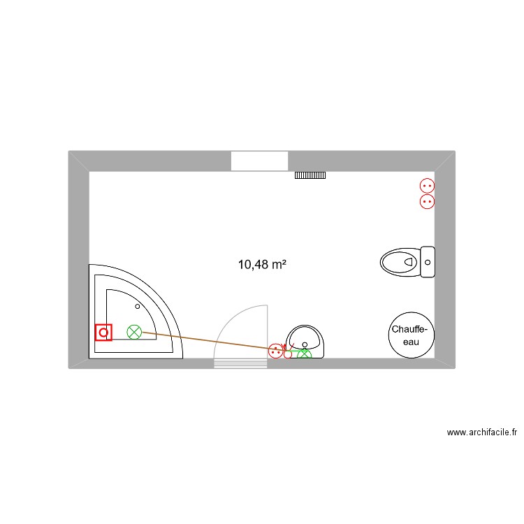 Salle de bain étage petite maison élec. Plan de 1 pièce et 10 m2