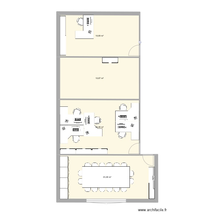 bureau. Plan de 4 pièces et 85 m2