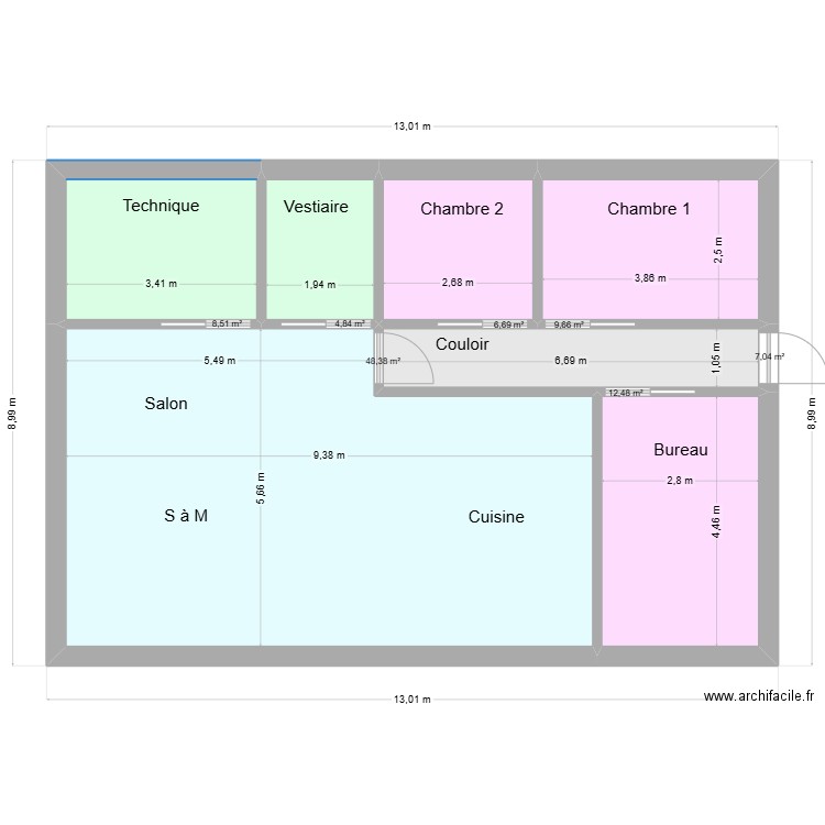 Maison 100m2 01. Plan de 7 pièces et 98 m2