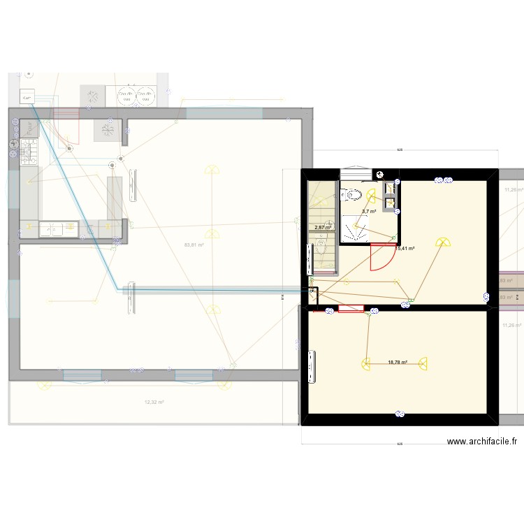 Elec Maison lumières . Plan de 16 pièces et 189 m2